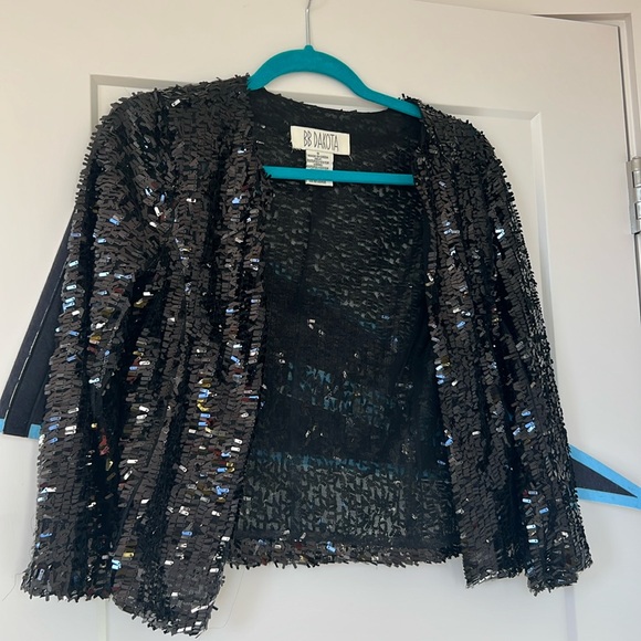 BB Dakota open front black sequin cardigan small - Picture 1 of 4